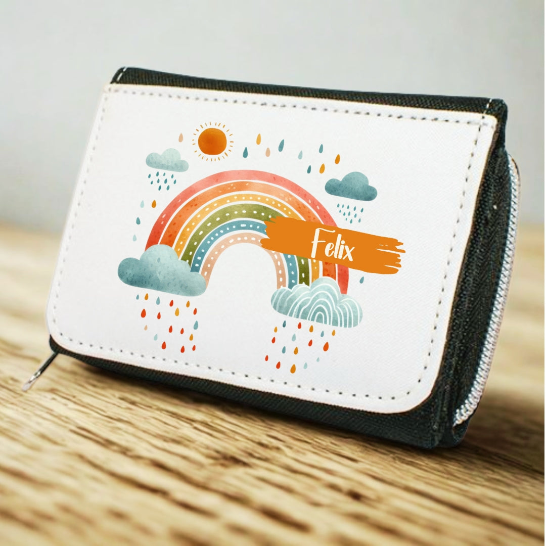 Kinder Geldbeutel Regenbogen personalisiert mit Namen – Portemonnaie Mädchen