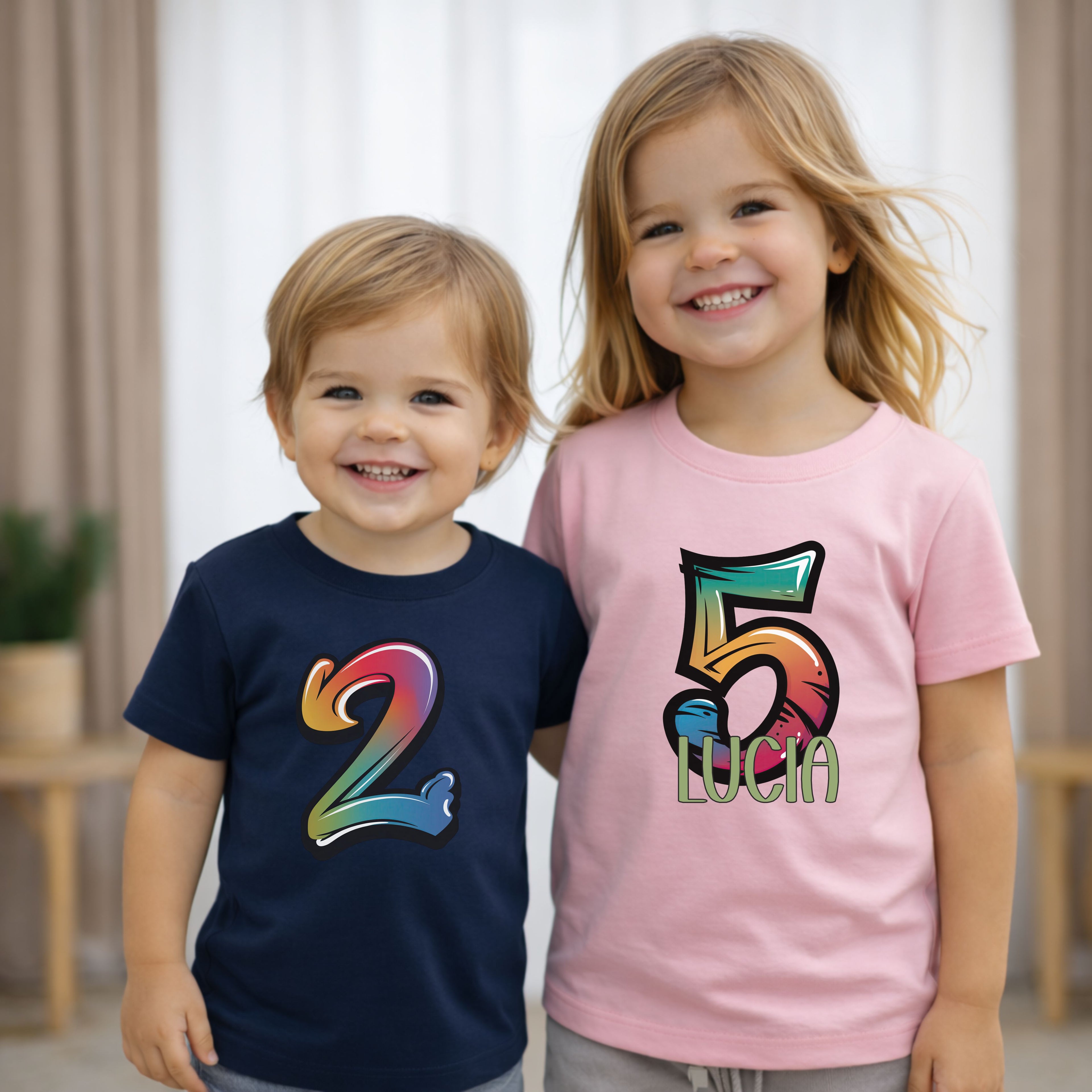 Geburtstagsshirt Kinder mit Graffiti Motiv und personalisiertem Namen
