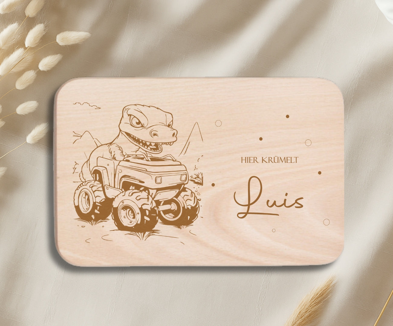 Personalisiertes Frühstücksbrettchen Kinder – Monstertruck Motiv mit Gravur