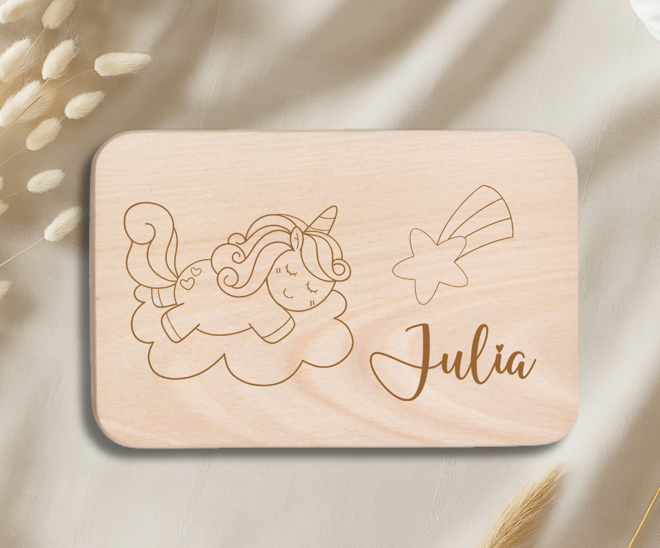 Personalisiertes Frühstücksbrettchen Kinder – Einhorn Motive mit Gravur