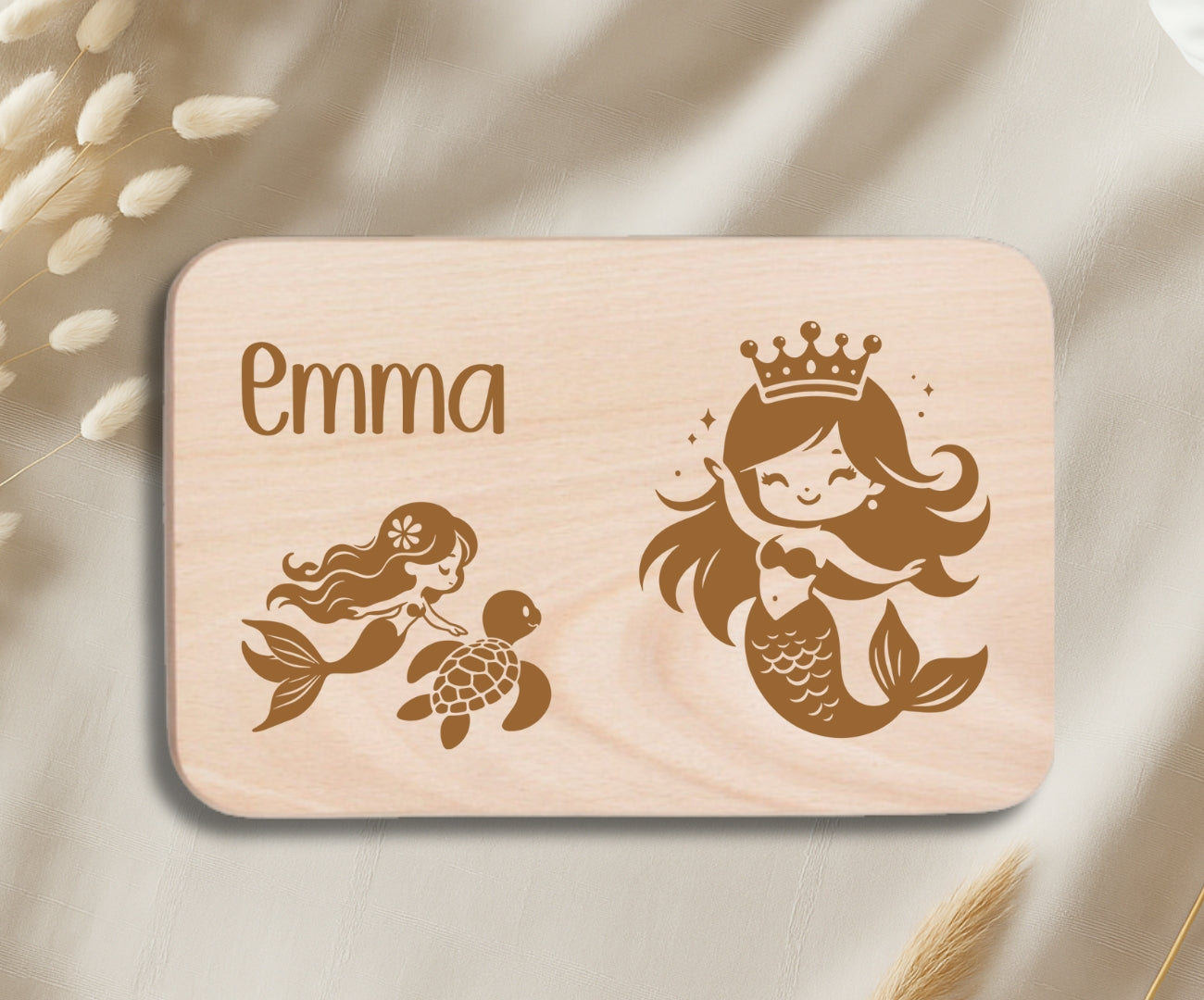 Personalisiertes Frühstücksbrettchen Kinder – Meerjungfrau Motiv mit Gravur