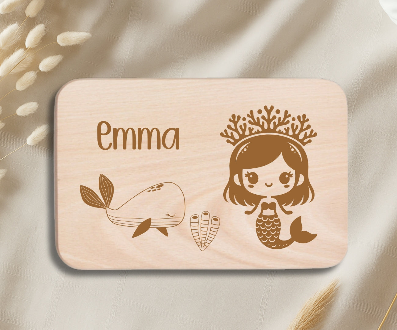 Personalisiertes Frühstücksbrettchen Kinder – Meerjungfrau Motiv mit Gravur