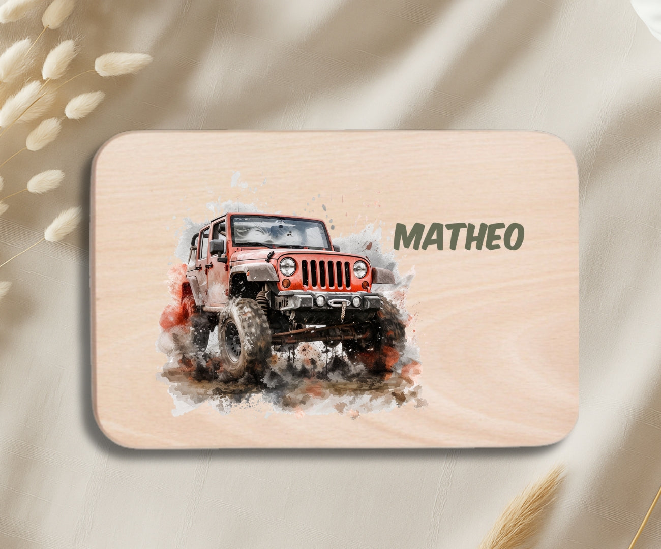 Personalisiertes Holzbrettchen Kinder – Auto & Rennwagen Motiv mit Name