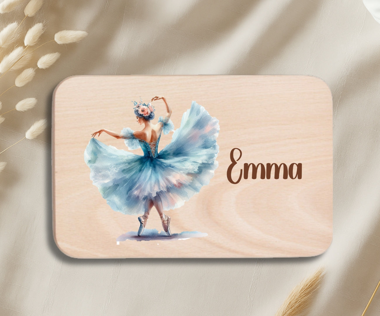 Personalisiertes Holzbrettchen Kinder – Ballerina Motiv mit Name