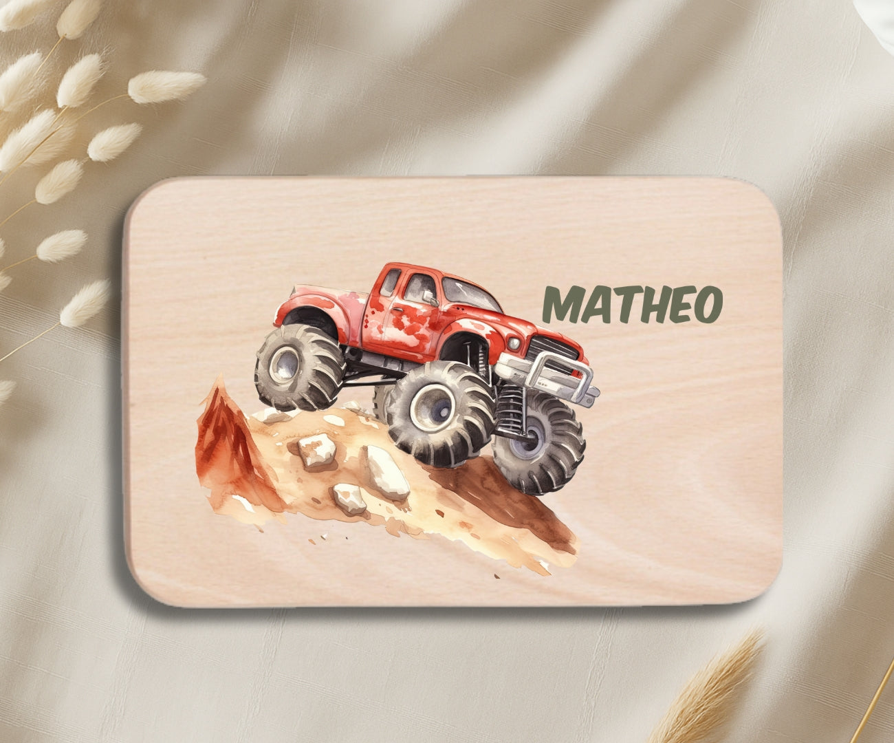 Personalisiertes Holzbrettchen Kinder – Auto & Rennwagen Motiv mit Name