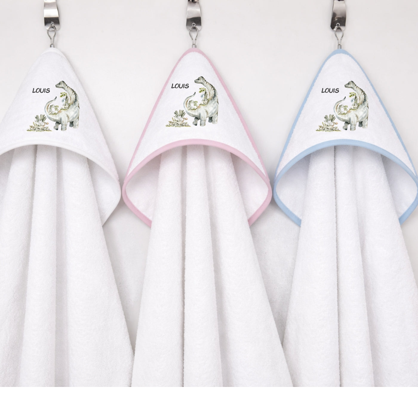 Kapuzenhandtuch Baby personalisiert mit Dino Motiv und Namen