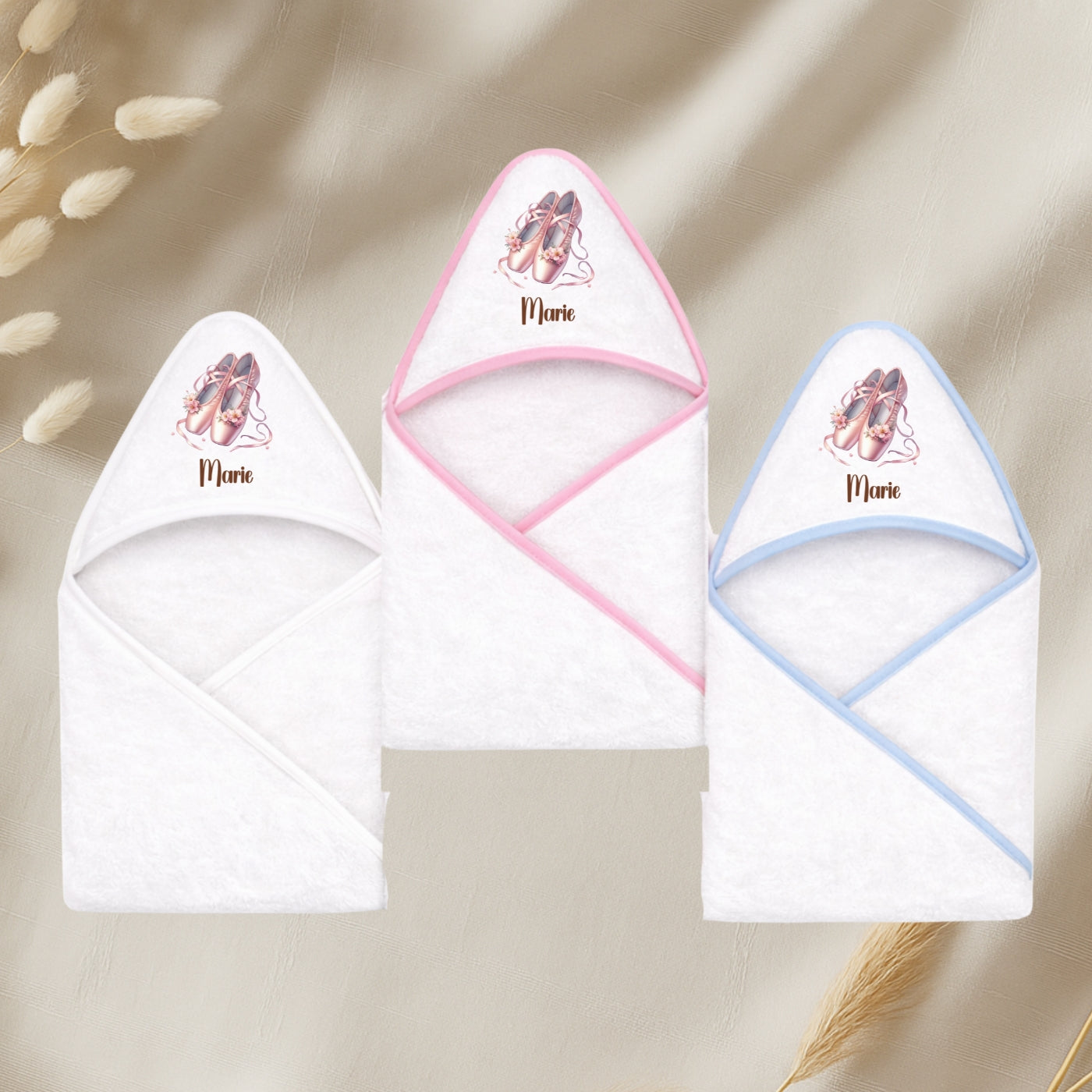Kapuzenhandtuch Baby personalisiert – Ballerina mit Namen