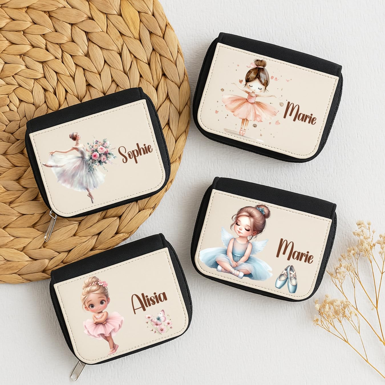 Personalisierter Kinder-Geldbeutel Ballerina mit Namen – Geschenk für Mädchen