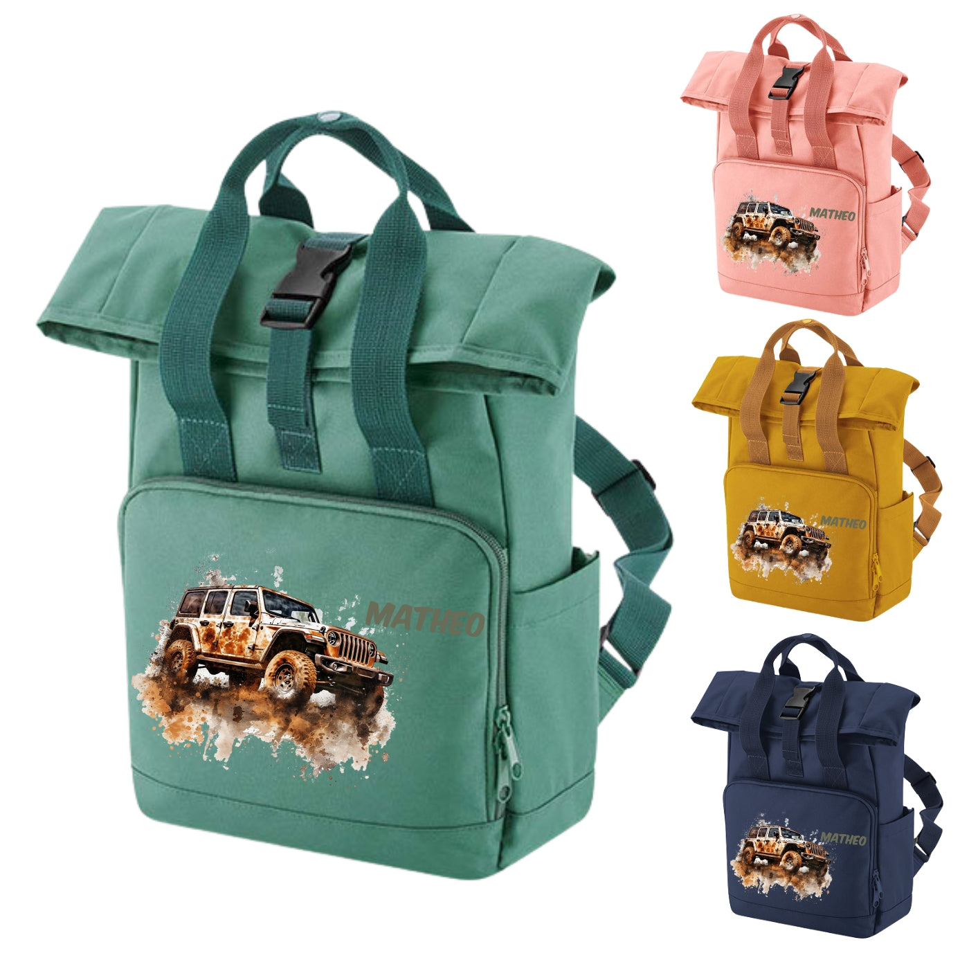 Kinder Rucksack mit Auto Motiven und Namen