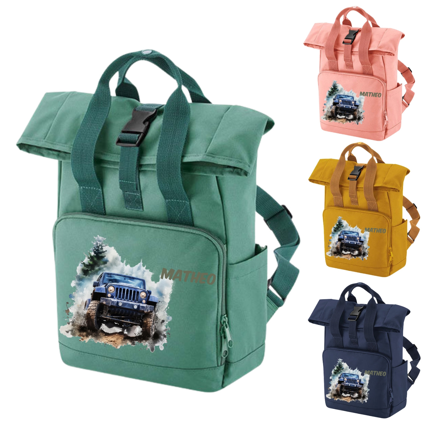 Kinder Rucksack mit Auto Motiven und Namen