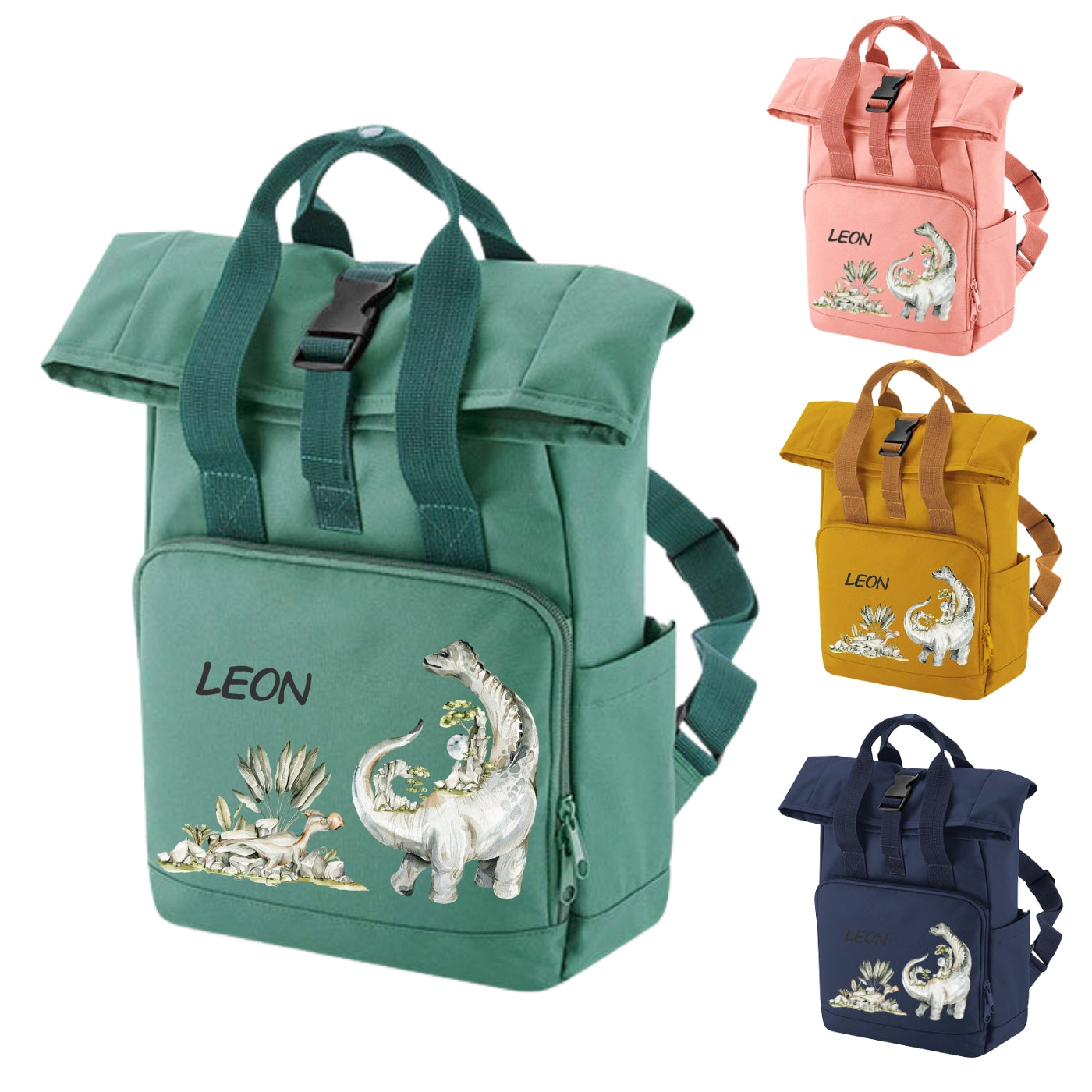 Rucksack für Kinder Dino mit Namen