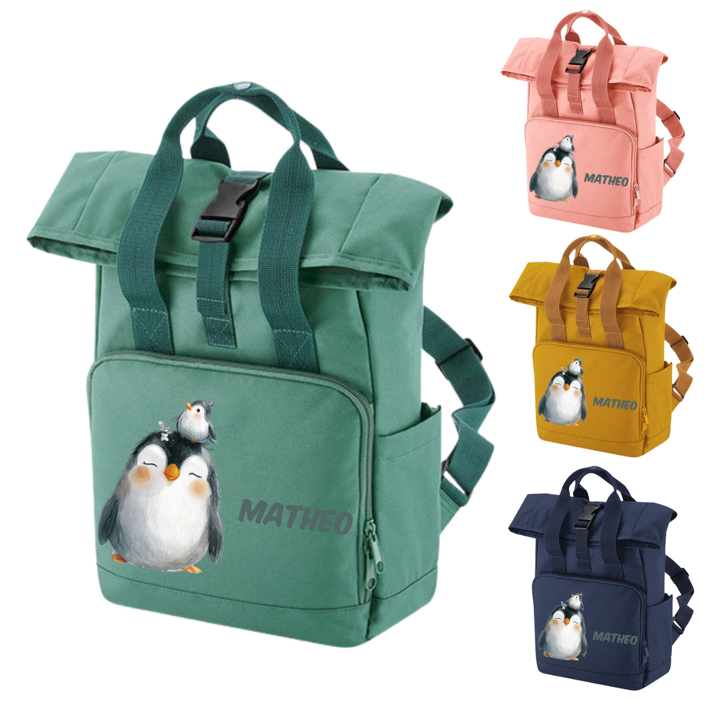 Kinderrucksack bunte Tiermotive personalisiert
