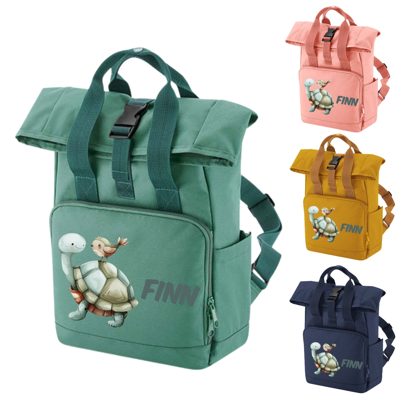 Kinderrucksack bunte Tiermotive personalisiert