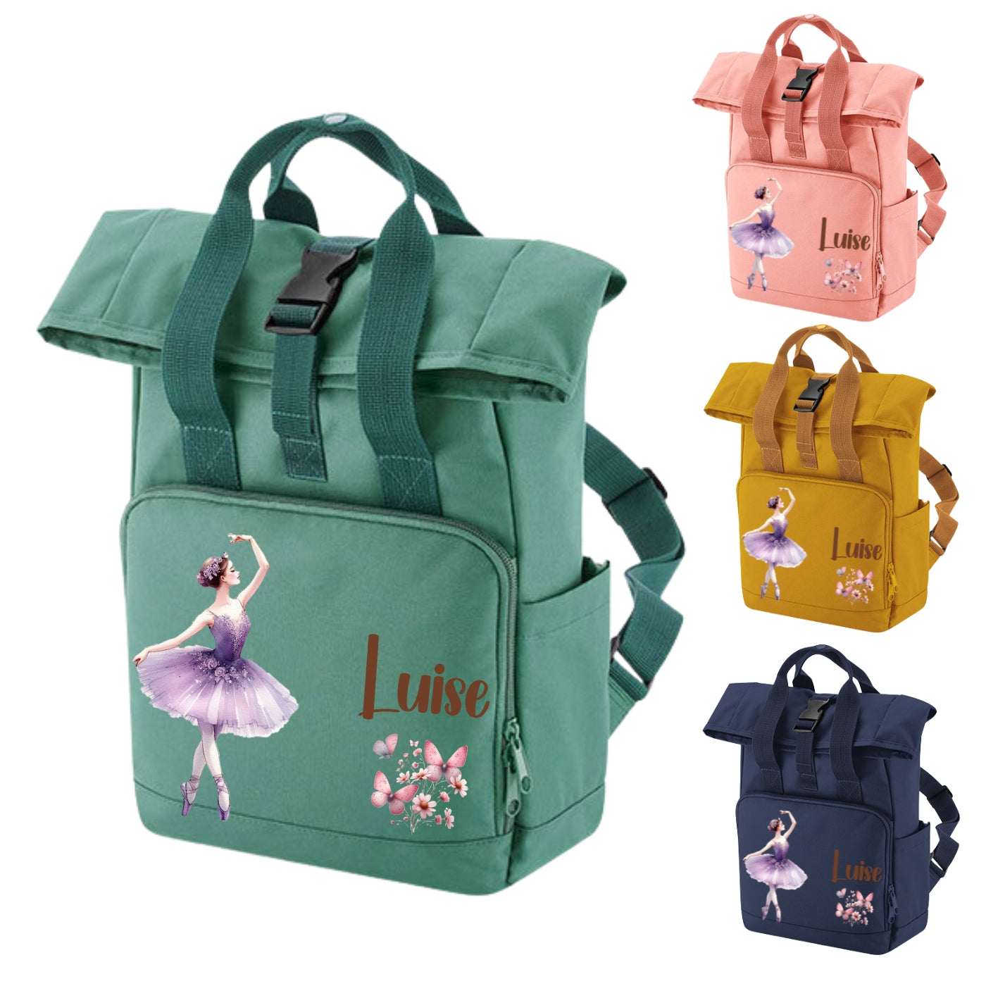Rucksack für Mädchen mit Ballerina Motiven und Namen