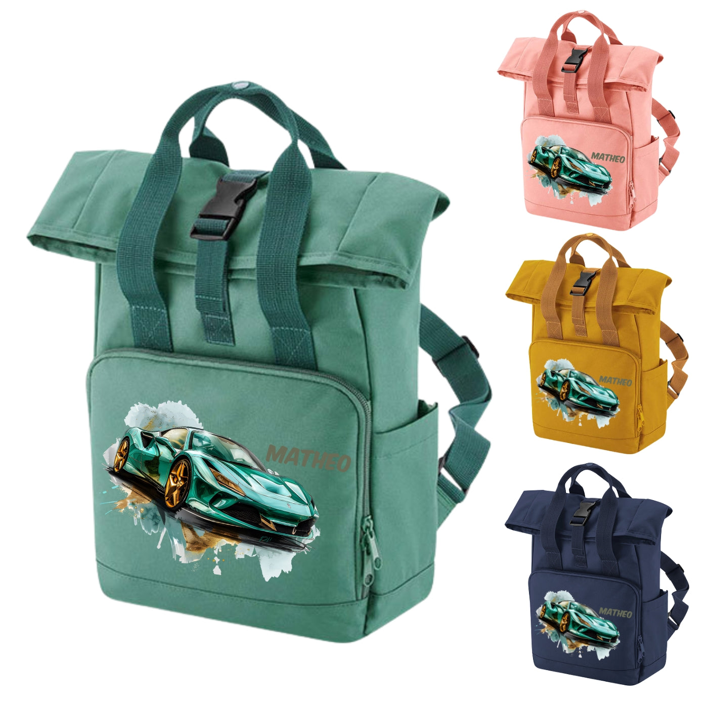 Kinder Rucksack mit Auto Motiven und Namen