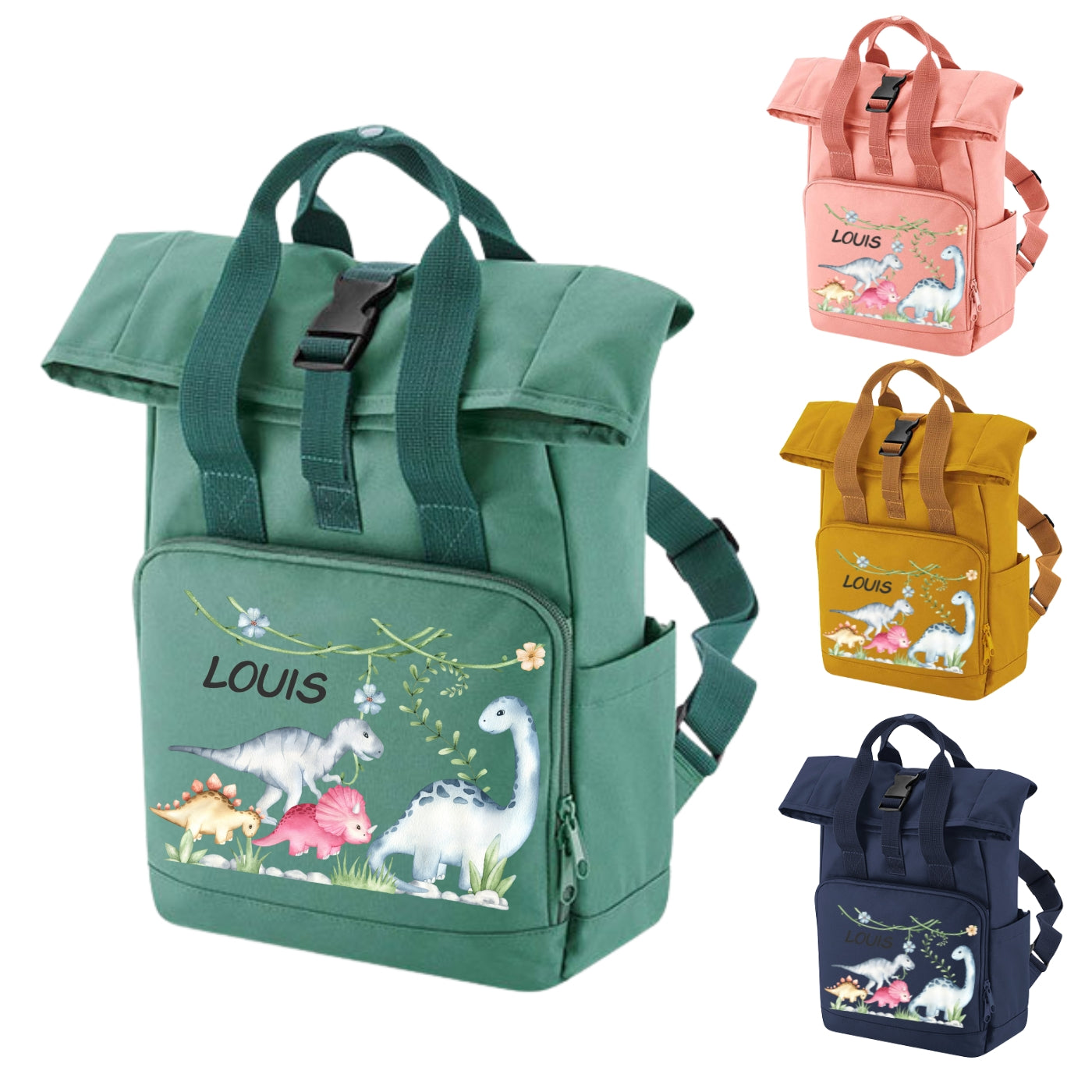 Rucksack für Kinder Dino mit Namen