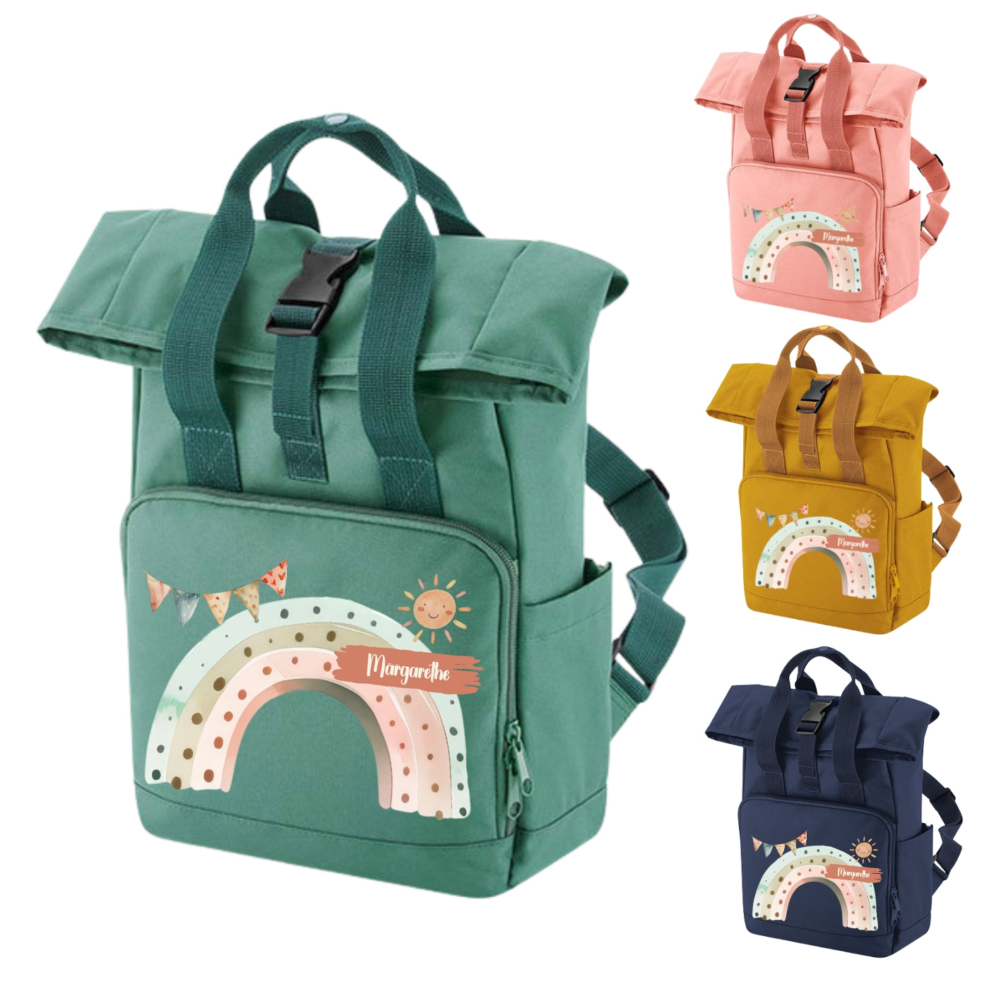 Kindergartentasche Rucksack Regenbogen Motive mit Namen