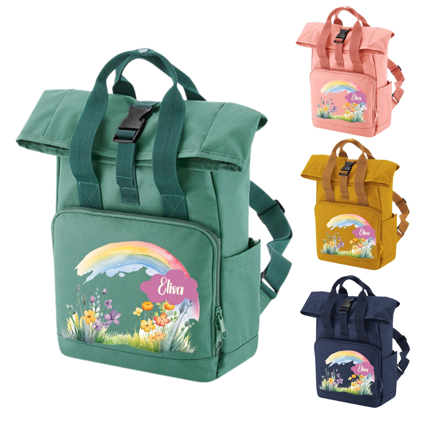 Kindergartentasche Rucksack Regenbogen Motive mit Namen