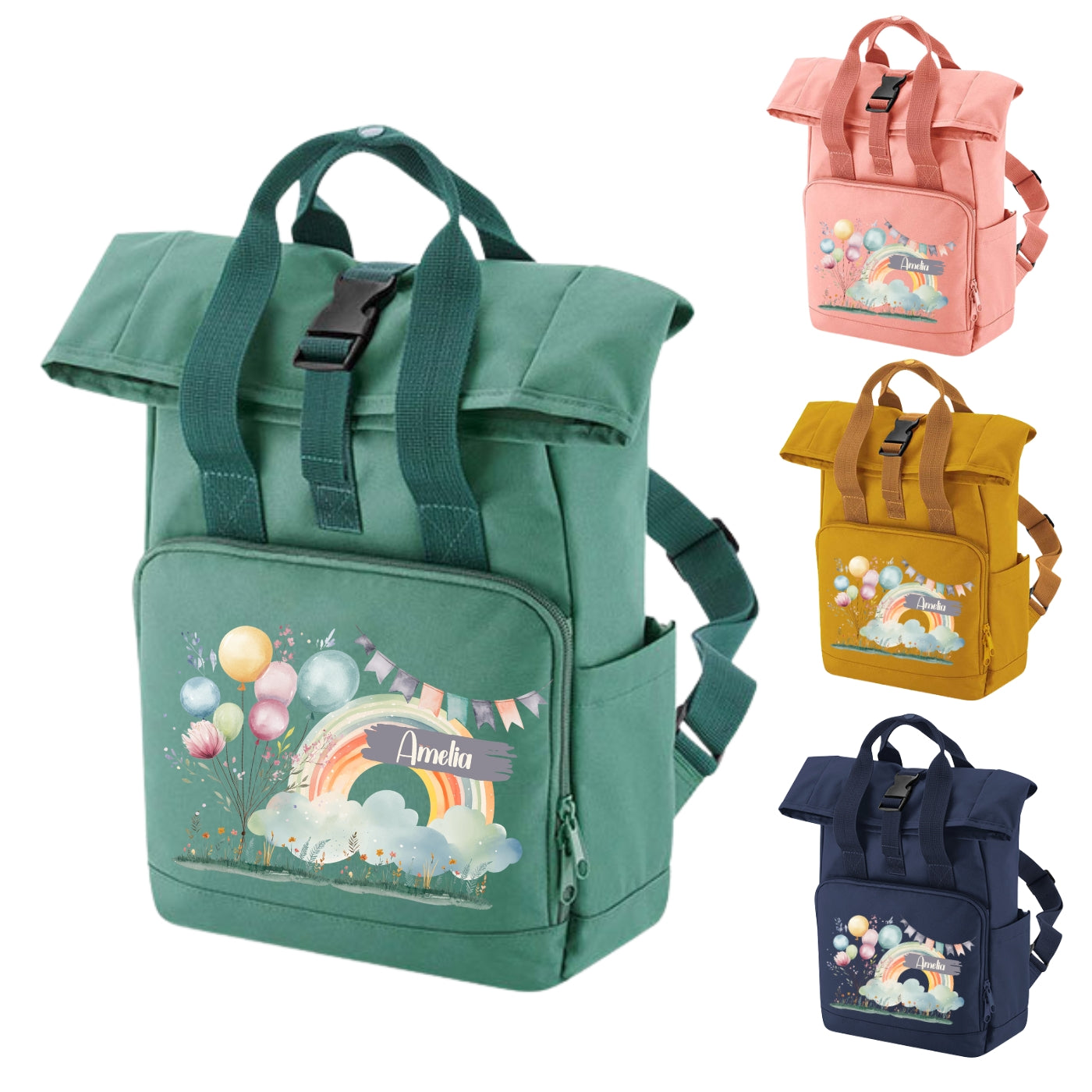 Kindergartentasche Rucksack Regenbogen Motive mit Namen