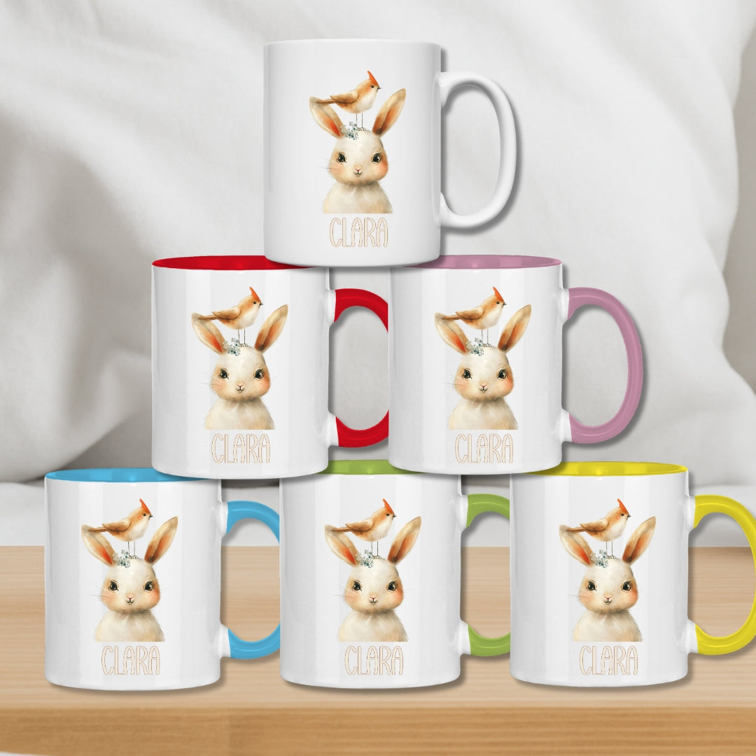 Kindertasse personalisiert – Keramiktasse mit Tieren und Namen
