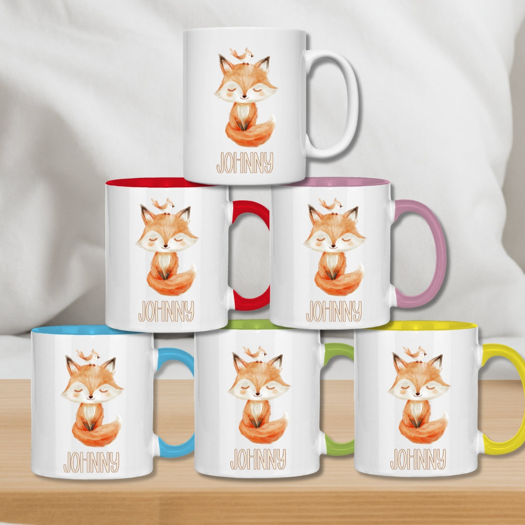 Kindertasse personalisiert – Keramiktasse mit Tieren und Namen