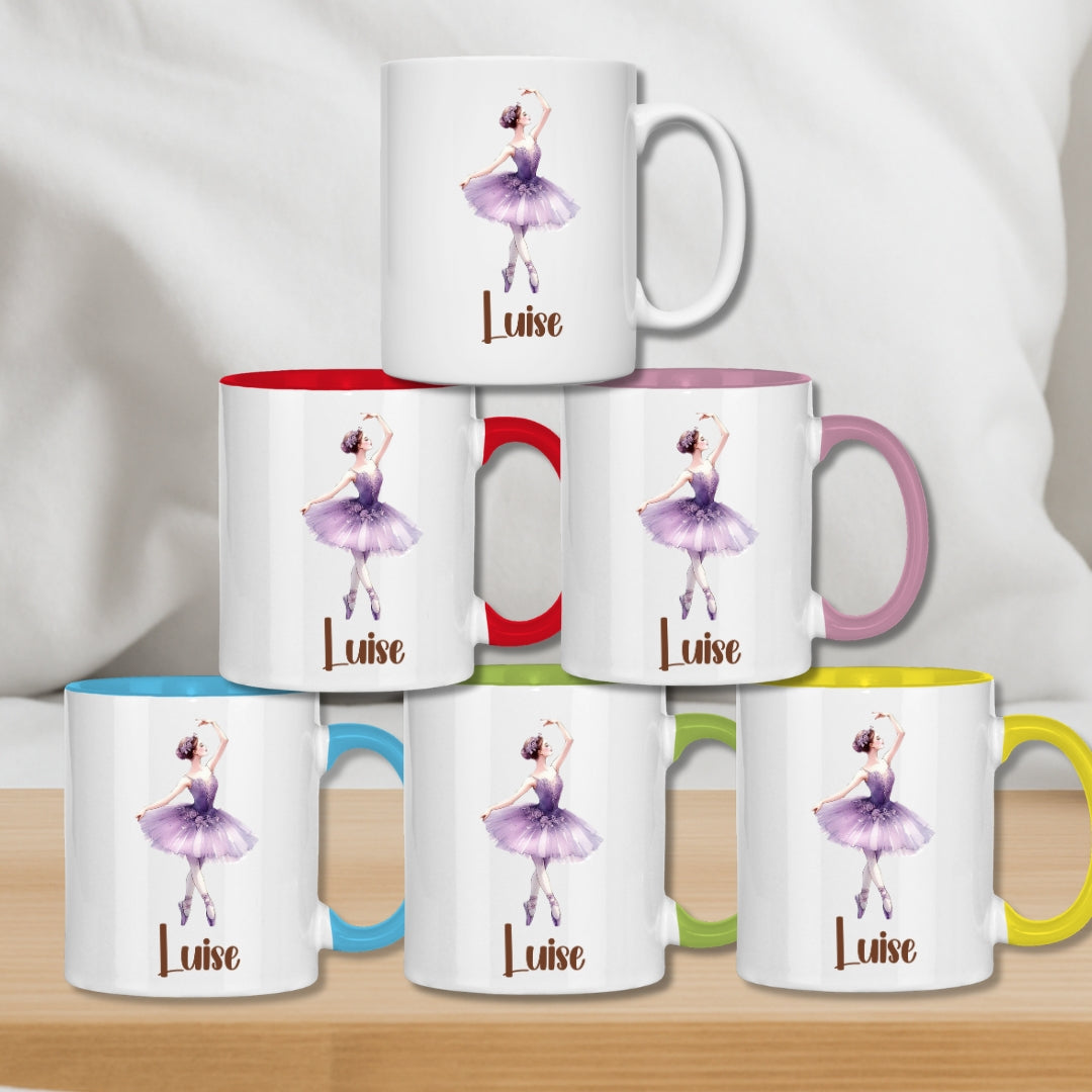 Kindertasse personalisiert – Ballerina Tasse mit Namen für Mädchen