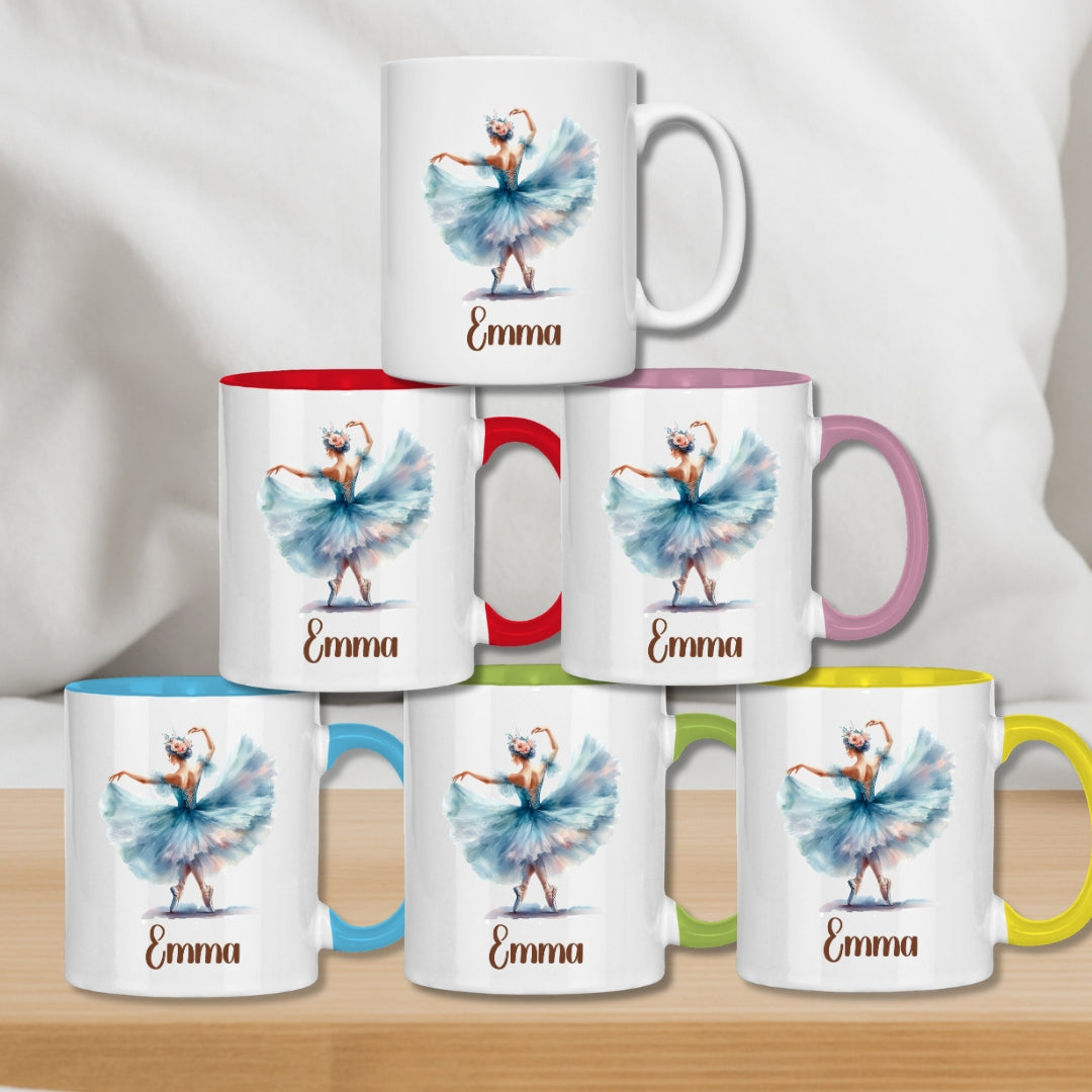 Kindertasse personalisiert – Ballerina Tasse mit Namen für Mädchen