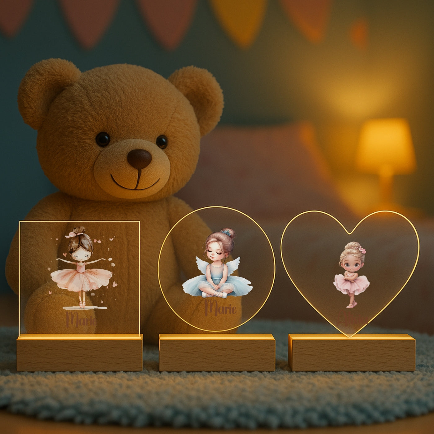Personalisierte Nachtlampe Ballerina – LED-Lampe Kinderzimmer mit Namen graviert