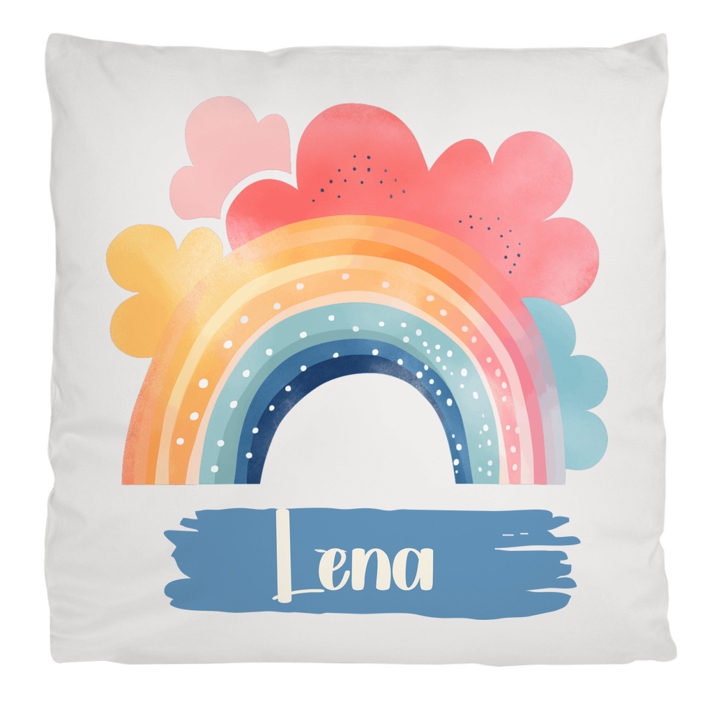 Personalisiertes Kissen mit Regenbogen-Motiv und Namen – 40x40 cm, weich & bunt für Babys und Kinder