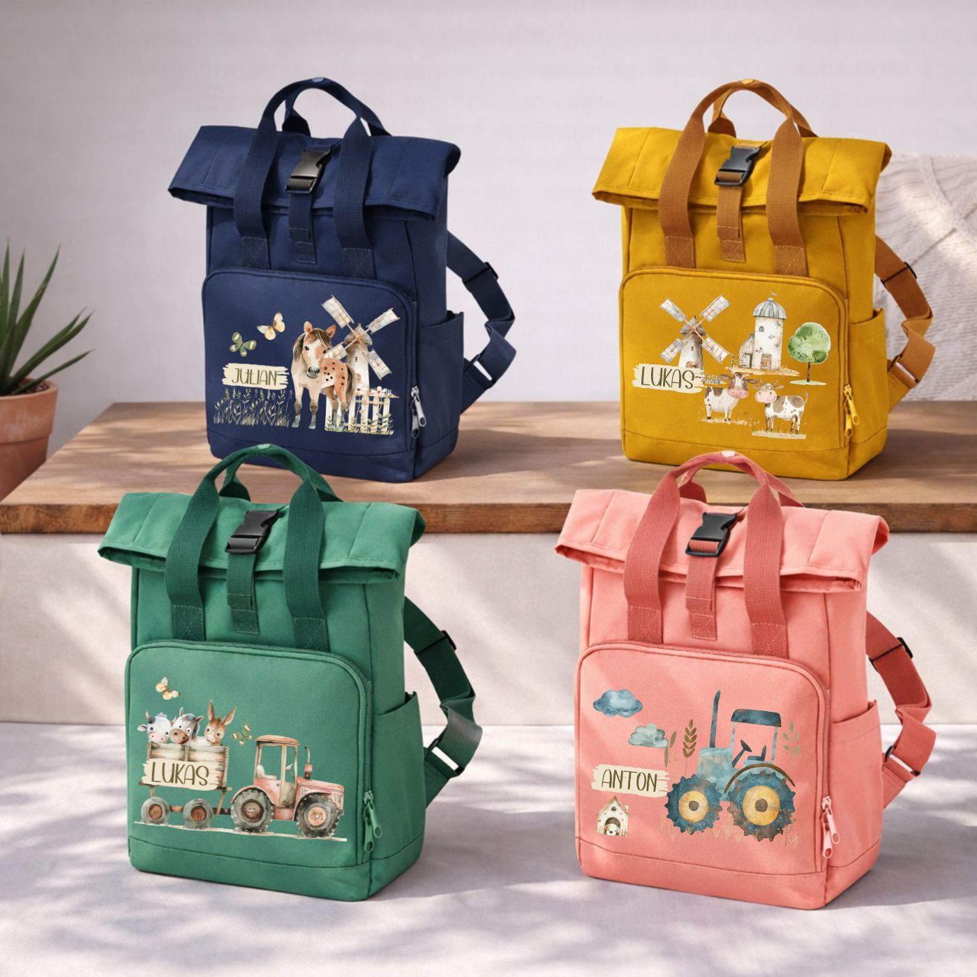 Kinderrucksack Bauernhof Motive personalisiert