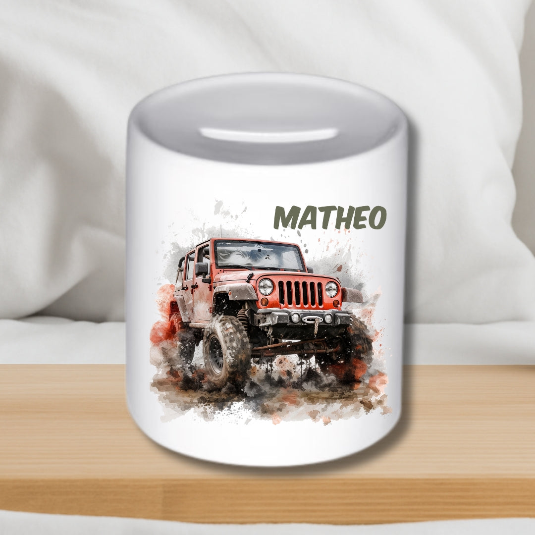 Spardose Auto für Kinder – Personalisierte Keramik-Spardose