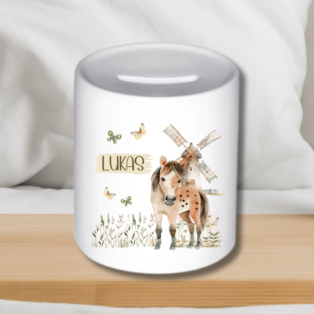 Spardose Traktor Bauernhof – Personalisiert mit Namen