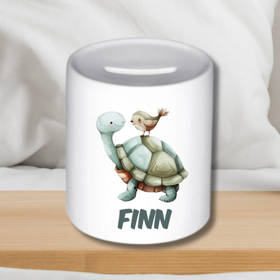 Bunte Tier-Spardose für Kinder – Personalisierte Keramik Spardose