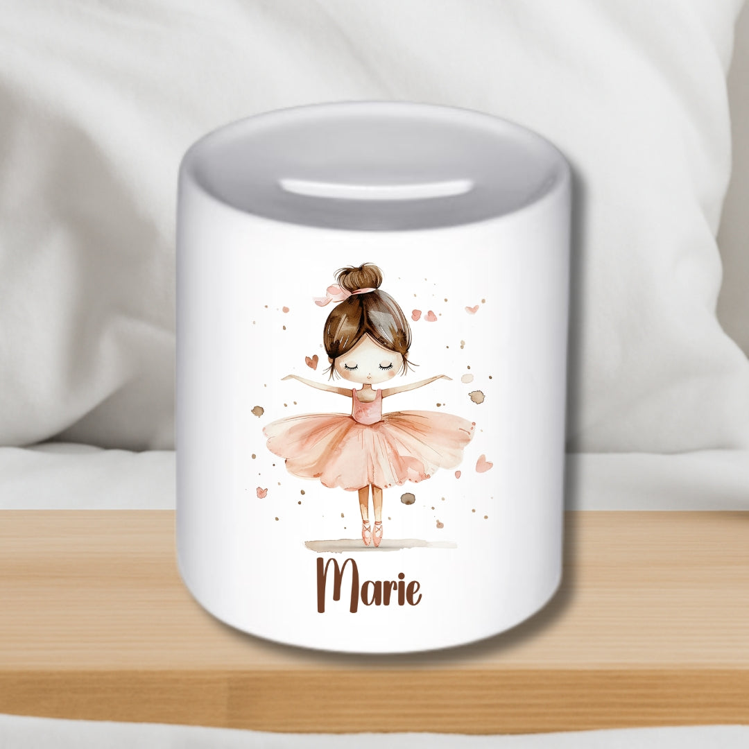 Spardose Ballerina für Kinder – Personalisierbar mit Namen