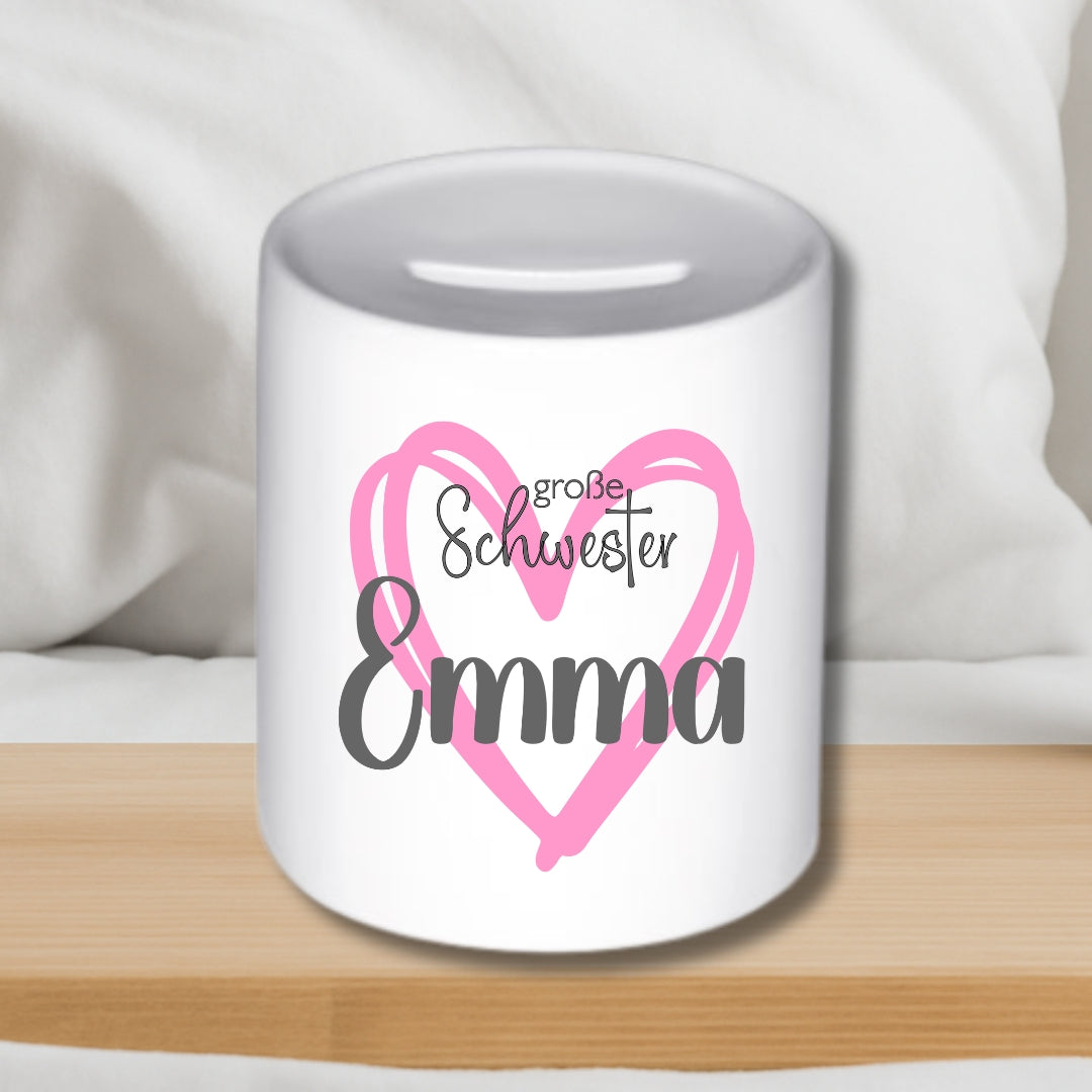 Spardose Geschwister personalisiert mit Namen Bruder Schwester Geschenk zur Geburt oder Taufe