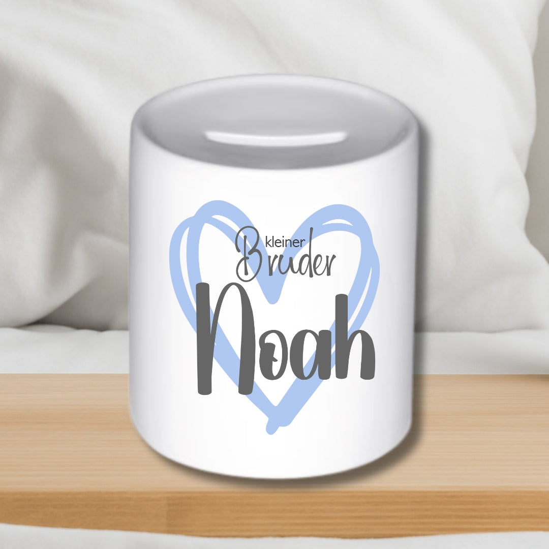 Spardose Geschwister personalisiert mit Namen Bruder Schwester Geschenk zur Geburt oder Taufe
