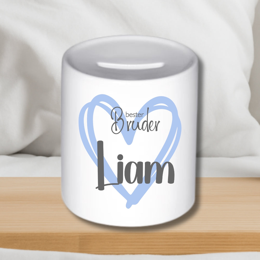 Spardose Geschwister personalisiert mit Namen Bruder Schwester Geschenk zur Geburt oder Taufe