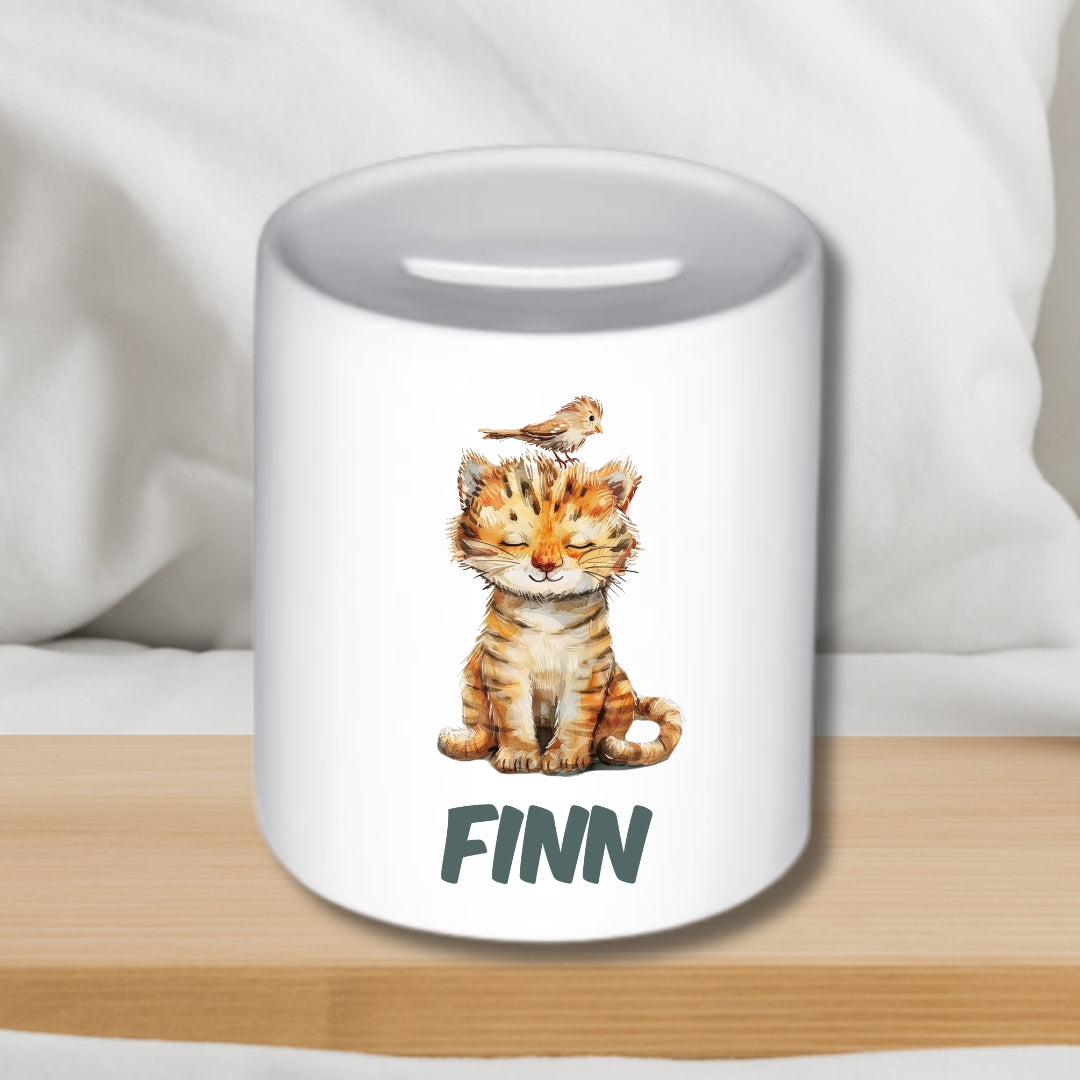 Bunte Tier-Spardose für Kinder – Personalisierte Keramik Spardose