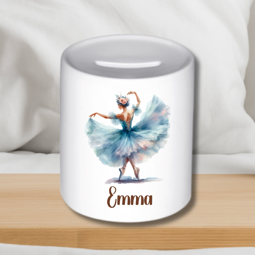 Spardose Ballerina für Kinder – Personalisierbar mit Namen