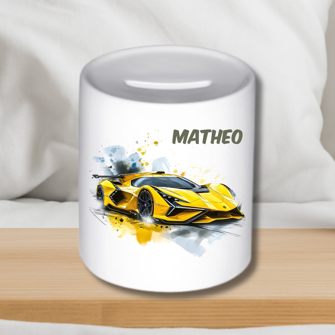 Spardose Auto für Kinder – Personalisierte Keramik-Spardose