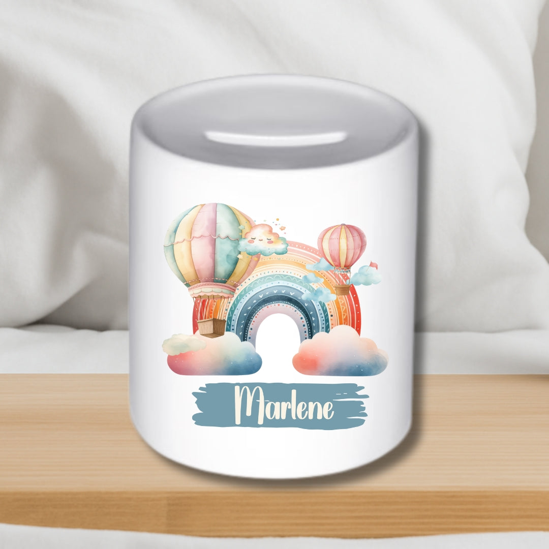 Spardose Regenbogen – Personalisierte Keramik-Spardose für Kinder