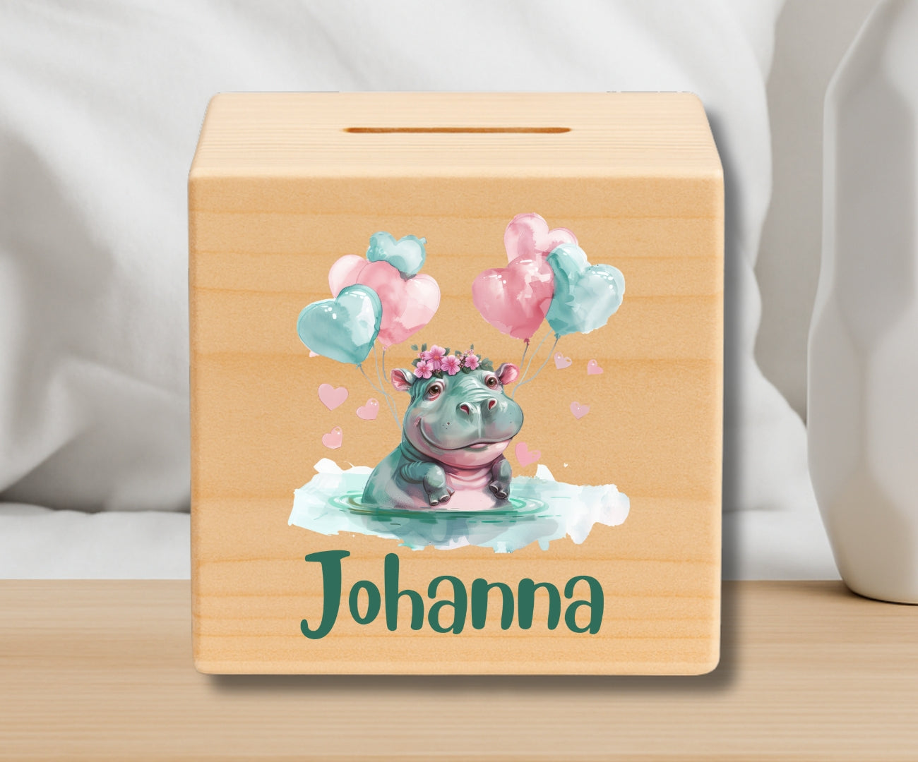 Holz Spardose Kinder personalisiert – Süße Tiermotive mit Namen – Geschenk Jungen & Mädchen