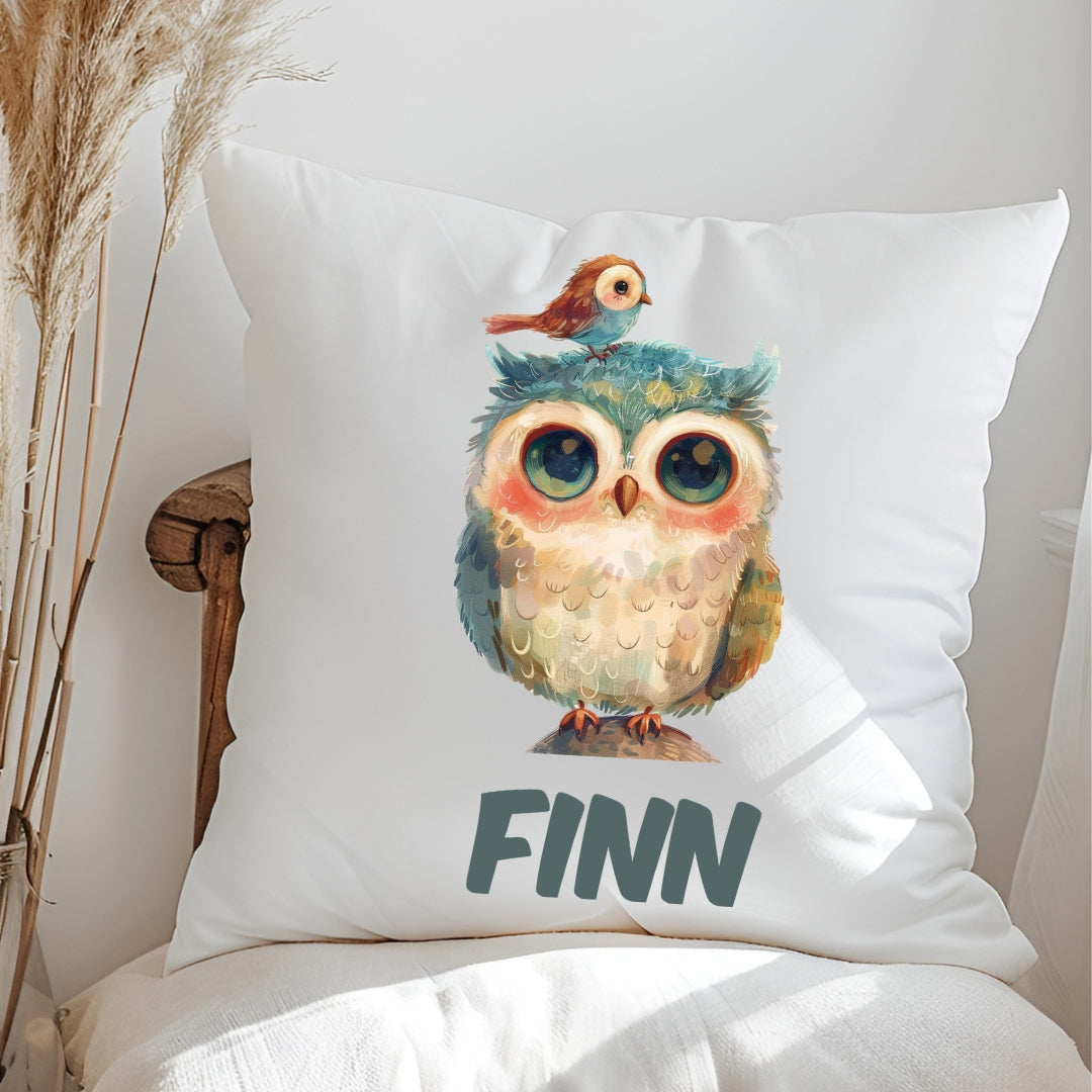 Kissen mit bunten Tieren & Namen – Panda, Pinguin & Co. – personalisiert