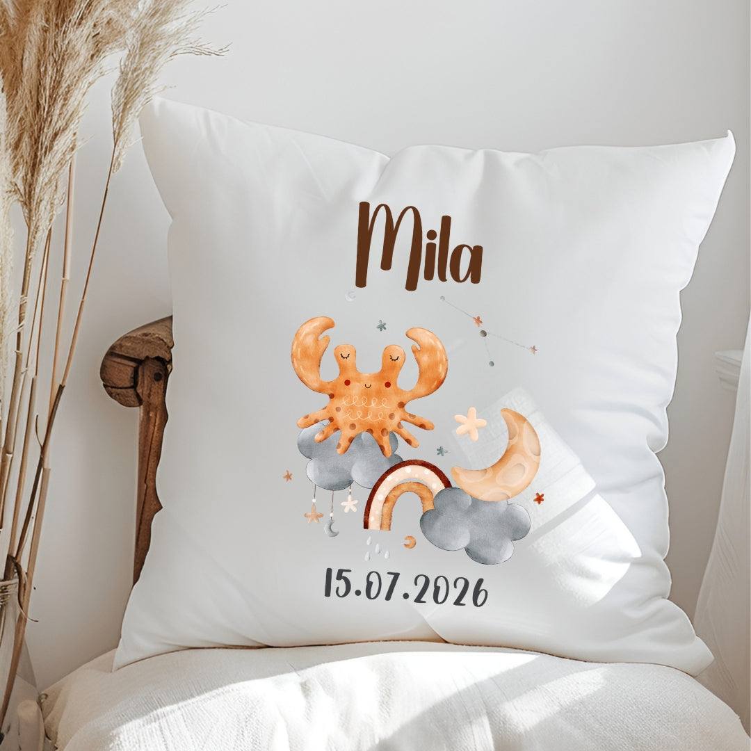 Sternzeichen Kissen mit Namen und Geburtsdatum personalisiertes Geschenk zur Geburt