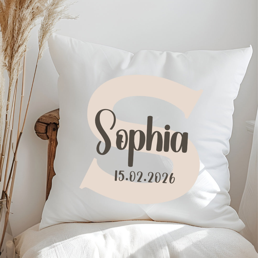 Personalisiertes Kissen mit Namen und Geburtsdatum Geschenk zur Geburt oder Taufe