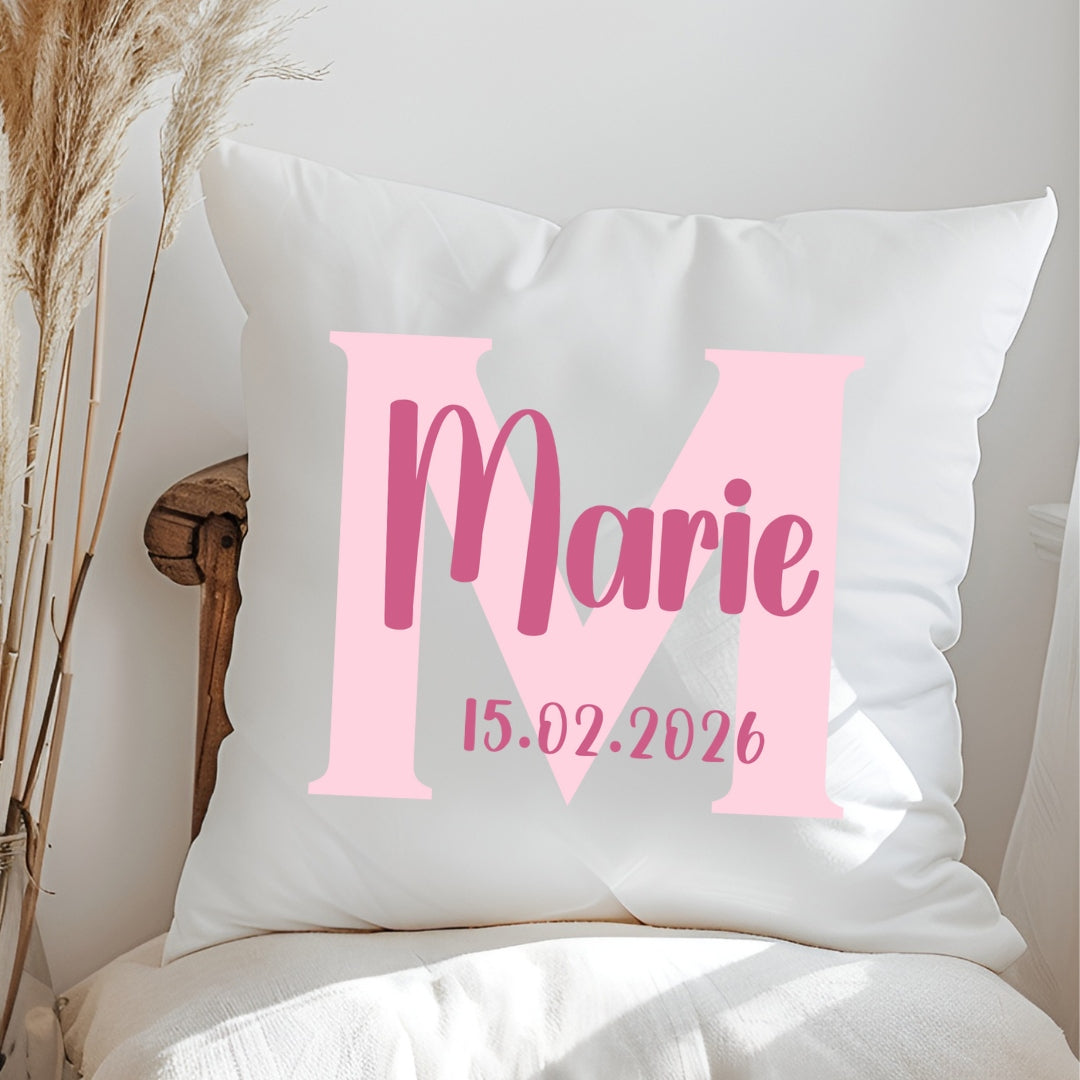 Personalisiertes Kissen mit Namen und Geburtsdatum Geschenk zur Geburt oder Taufe