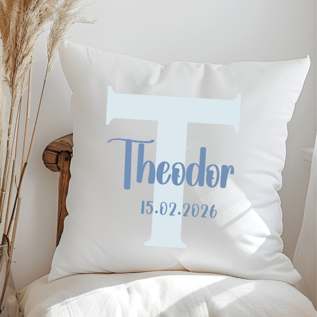 Personalisiertes Kissen mit Namen und Geburtsdatum Geschenk zur Geburt oder Taufe