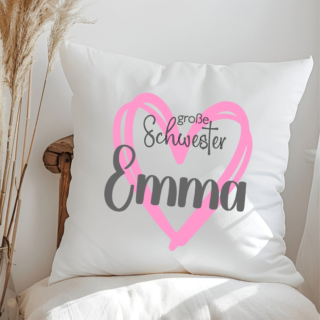 Geschwister Kissen mit Namen personalisiert Geschenk für Bruder oder Schwester