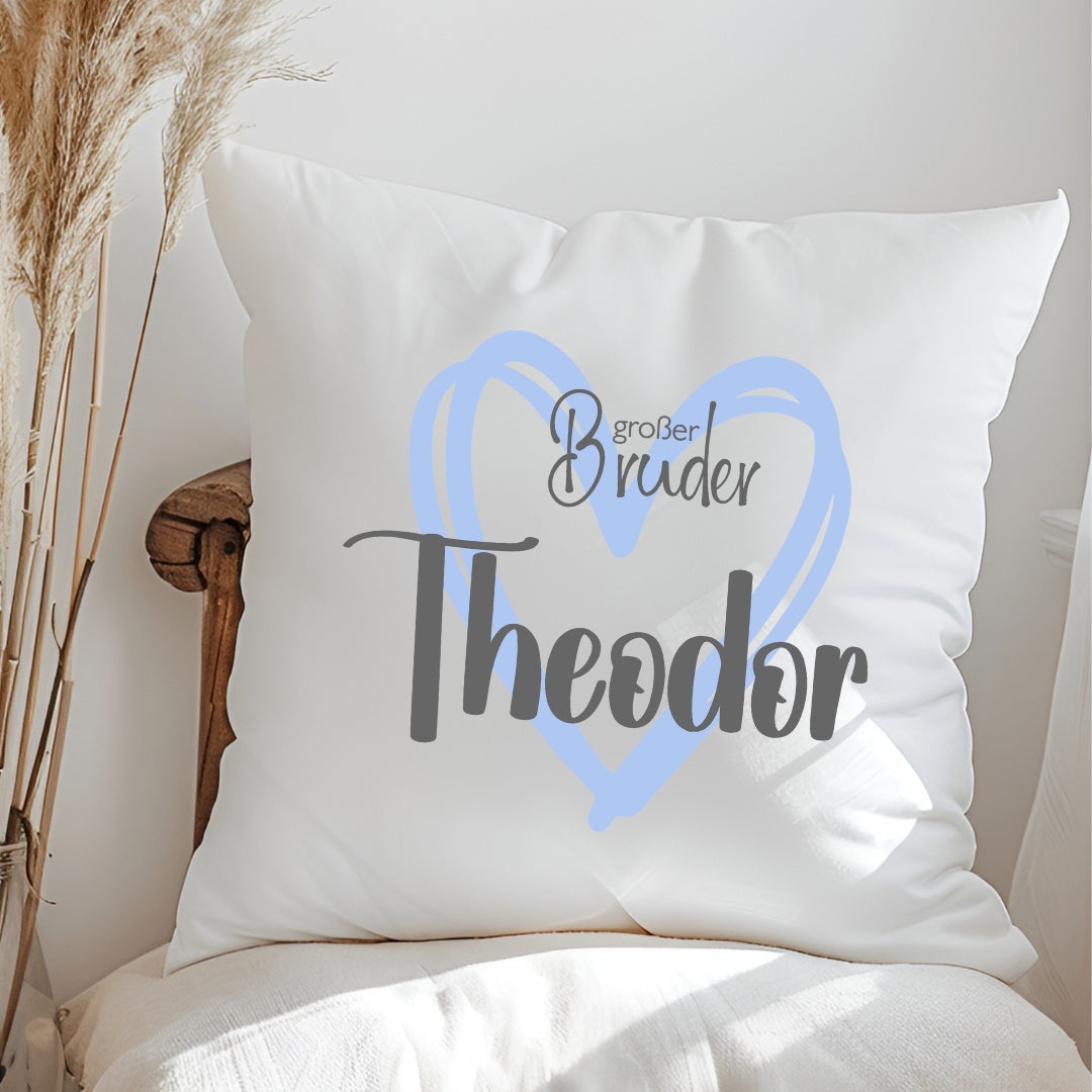 Geschwister Kissen mit Namen personalisiert Geschenk für Bruder oder Schwester