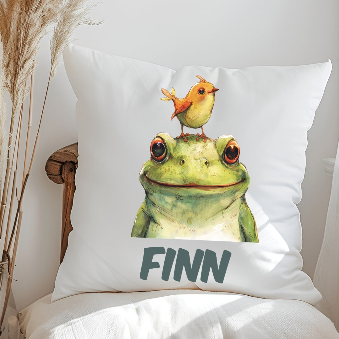 Kissen mit bunten Tieren & Namen – Panda, Pinguin & Co. – personalisiert